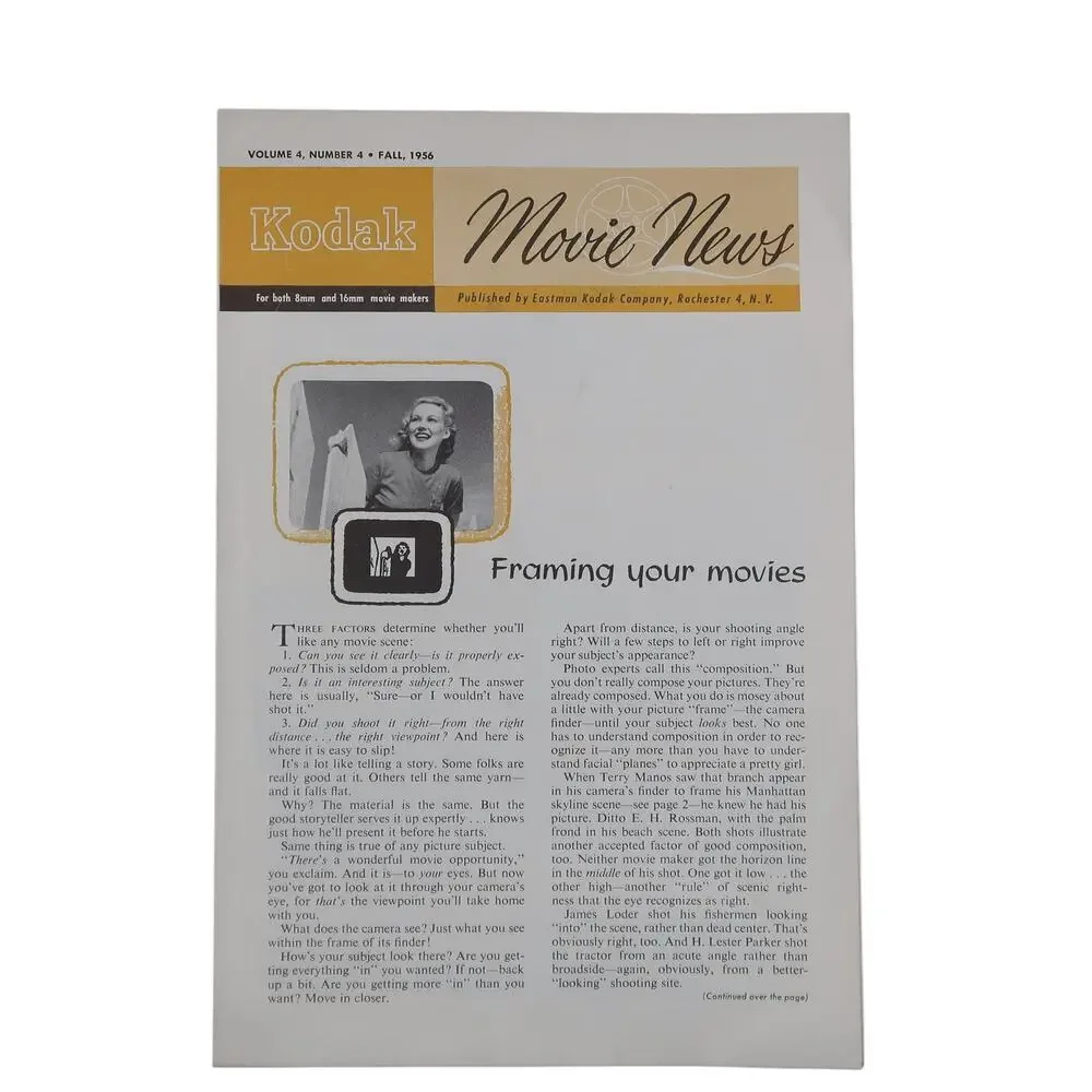 Kodak Movie News Magazine Booklet Set of Four (4) 1956 Eastman Kodak